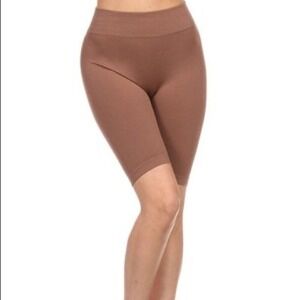 Yelete Biker Shorts Womens One Size Brown Seamless Activewear